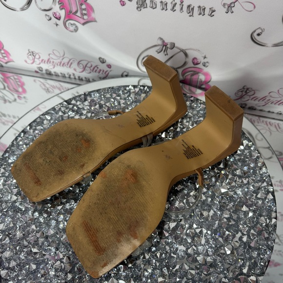 Bcbgeneration heels clear tan mules cute shoes fisher block heel beige strappy - Picture 10 of 10